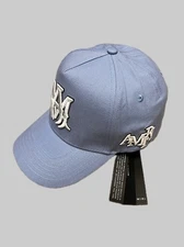 Amiri MA Logo Blue Canvas Trucker Hat NWT Rare