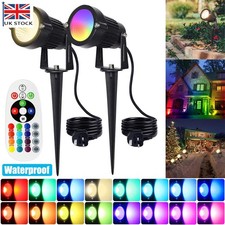 LED Garden Spike Lights Outdoor Spotlights 240V Mains Landscape Lamps Remote