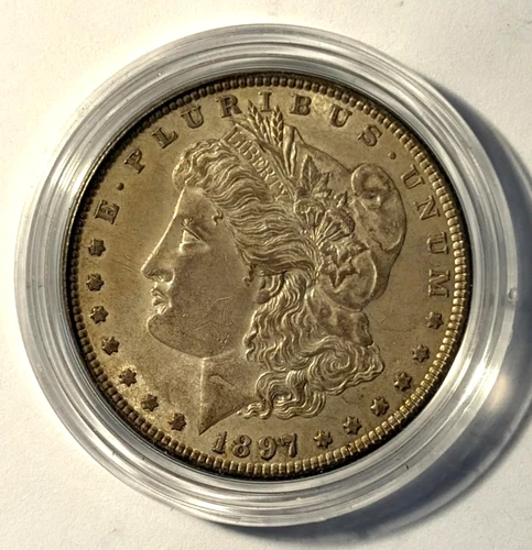 1897 Morgan Silver Dollar, XF in US Mint Plastic Holder, Free Shipping!