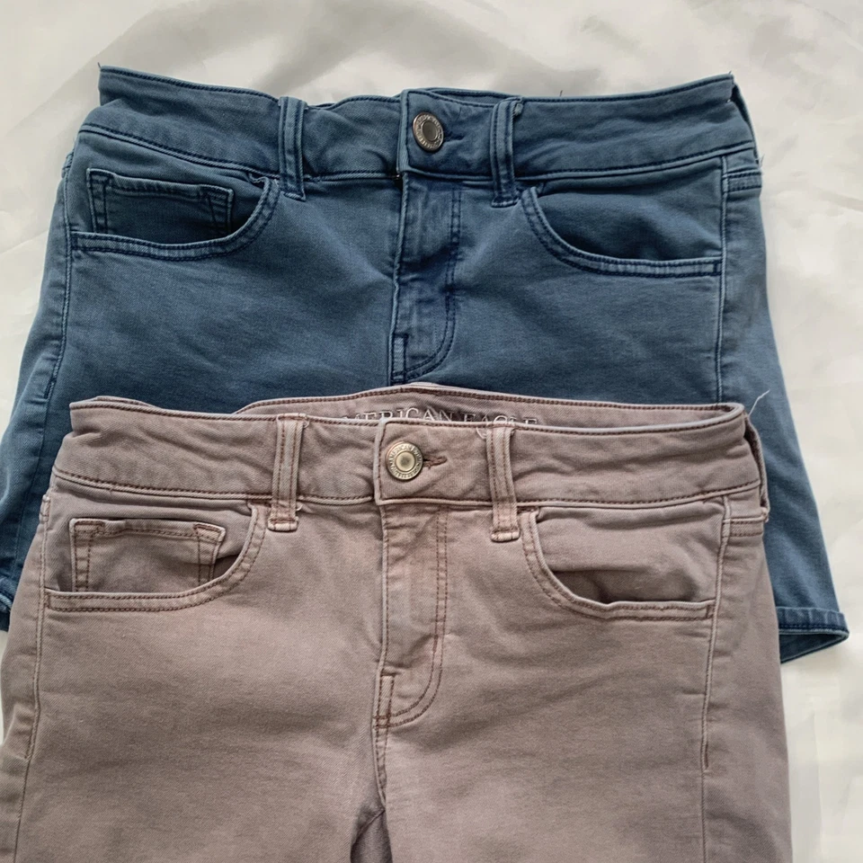 American Eagle Outfitters Super Stretch MIDI Shorts Lot of 2 Blue Lavender Sz 4 - Image 3 of 4