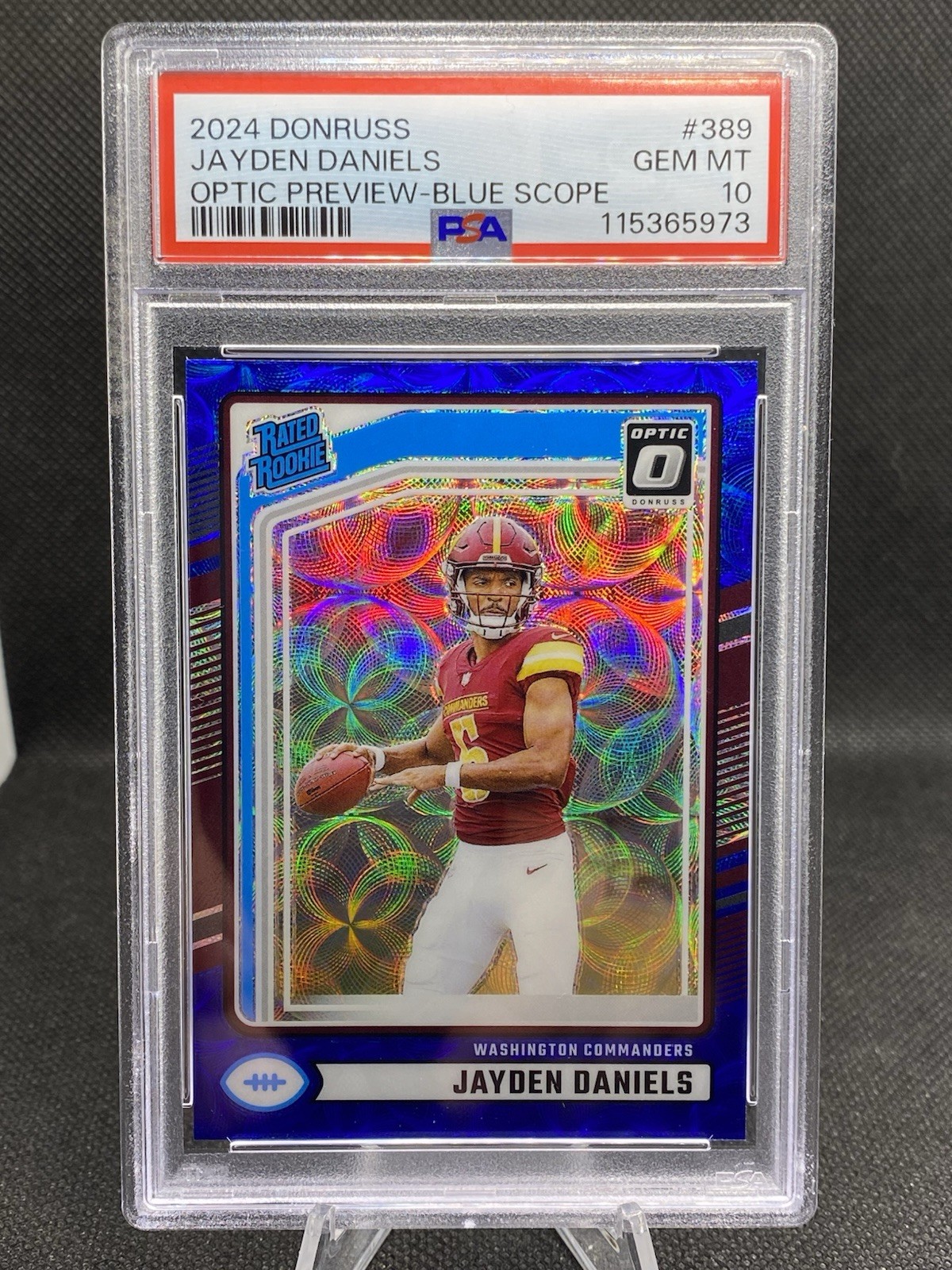 Jayden Daniels 2024 Panini Donruss Optic Preview Blue Scope Rookie RC PSA 10