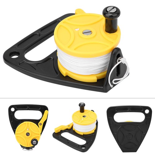 (Yellow46m Plastic White Wire Diving Spool Reel Thumb Stopper Survival Rope - Picture 7 of 9