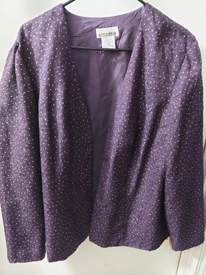 After Dark Purple Floral Paisley Open Evening Blazer Jacket Plus Size 22W