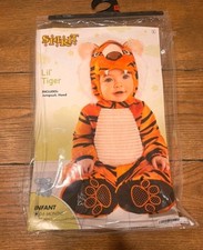 Spirit Lil Tiger Infant Costume 0-6M Plush Jumpsuit Hood Baby Halloween 3M 6M
