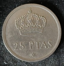 [1694] Spain 25 Pesetas Coin dated 1975 (1976) in Copper Nickel KM#808