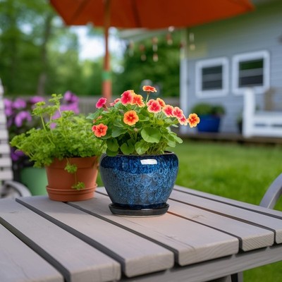 6 Inch Plant Pot - Ceramic Pots for Plants with Drainage Hole and