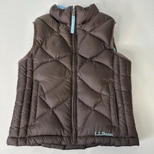 LL Bean Full Zip Puffer Vest Kids Size 5-6 Brown Quilted Goose Down Outdoor