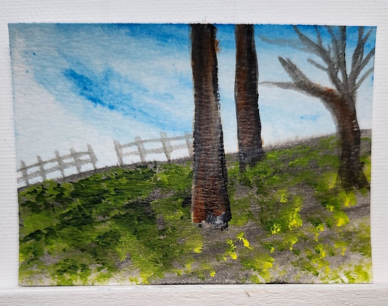 ACEO Original Painting “Guardians of the Green” by Maryan 2.5in x 3.5in OOAK
