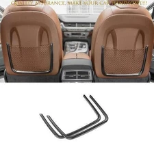 For Audi Q7 2017-2019 Black Titanium Rear Seat Back Net Bag Frame Cover Trim 2PC