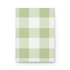 Gingham Checkered Pattern Green Hard Cover Notebook Lined Pages Matte Journal