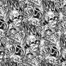 Love Hate Skulls 22 - 20" x 38" Hydrographic Film Hydro Dipping