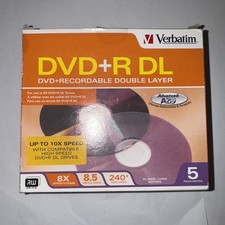 5-PACK Verbatim 8.5 GB 8.0X DVD R DL Recordable Double Layer Disc in Jewel Case