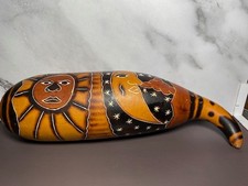 Gourd Percussion Instrument 'Guiro' South American Carved Sun Moon