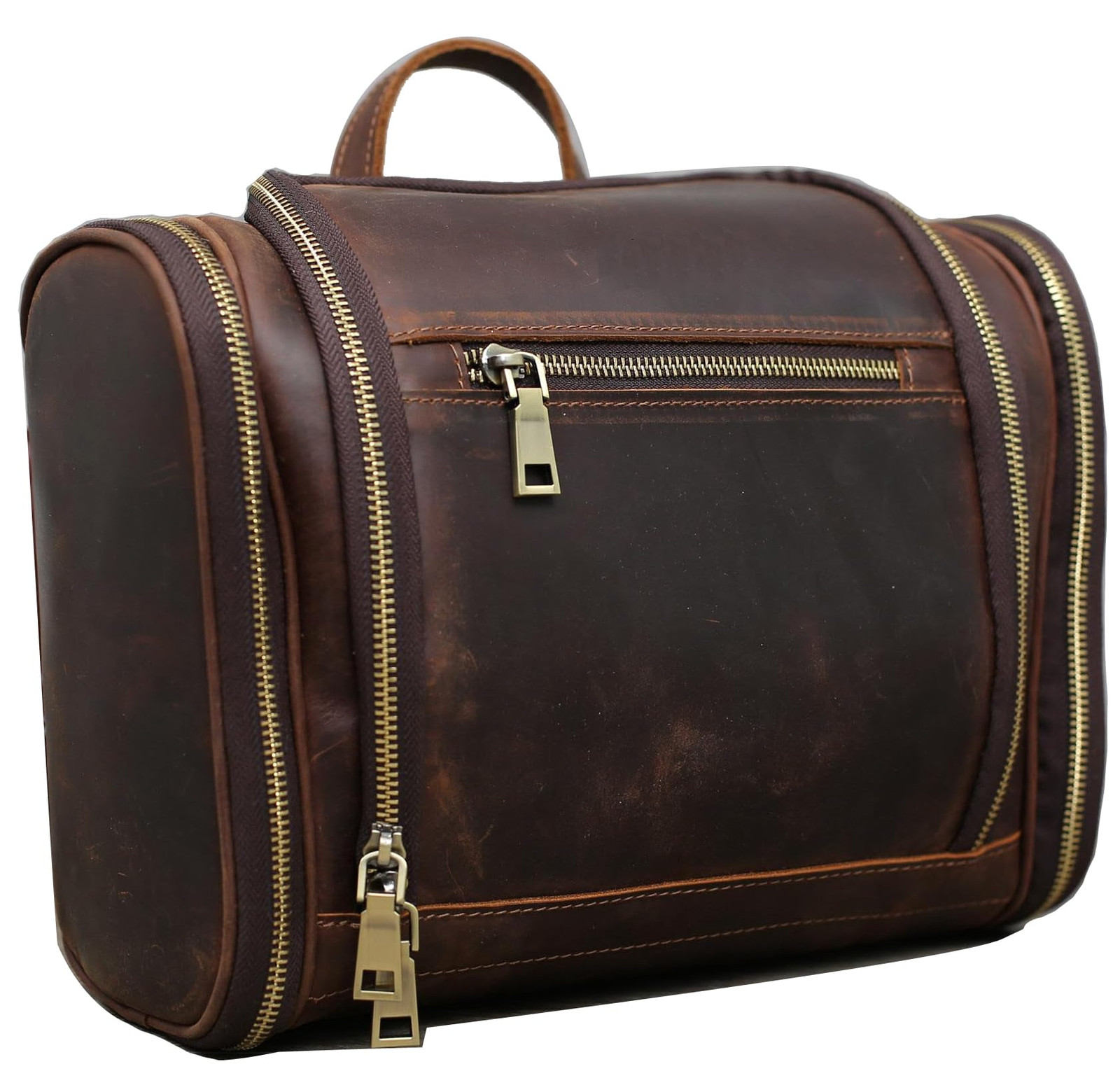 Men's Genuine Leather Hanging Toiletry Bag Travel Organizer-image