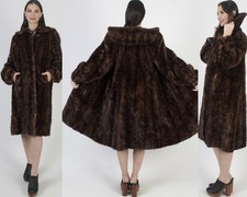 Vintage 50s Mink Coat Real Fur Mid Century MCM Deco Mid Length Antique Jacket