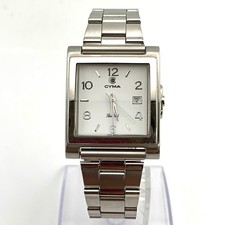CYMA 311 Quartz Watch Men’s Square Stainless Steel White Dial Used