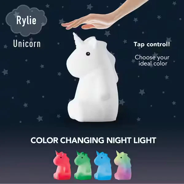 Lámpara Unicornio Recargable para Dormitorio Infantil Luz LED Noche Cambio de Color Foto 3 de 4