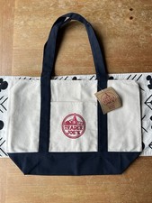 NWT Trader Joe's Large Canvas Tote Reusable Bag 20x14x6" Navy Blue/White  NEW 