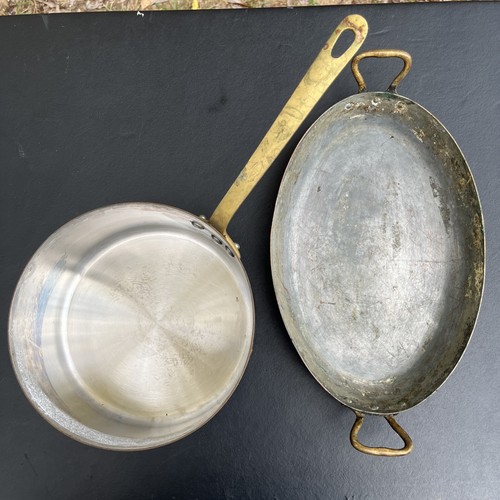 Posten 2 Stück One Bazar Francais NY 666 Kupfer Au Gratin Pfanne Messing Suppentopf Messing Vintage - Bild 6 von 12