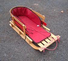 LL Bean Kids Pull Sled & Cushion Set Size Large 2020 Sleigh Wooden OS752