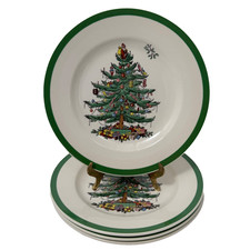 Unused Set of 4 Vintage Spode Christmas Tree Salad Plates S3324 Made in England