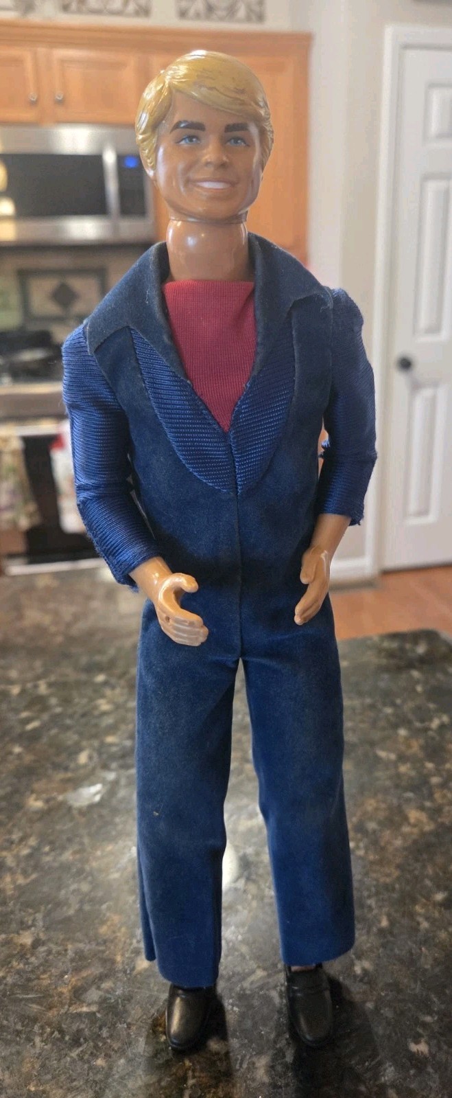 Vintage 1977 Mattel Superstar KEN Figure w/ Blue Velvet Jump Suit Shoes READ