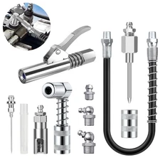 Grease Gun Coupler Accessory Kit with Hose Needle 90° Adapter for Zerk Fittings