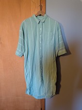 Universal Thread Gauze Shirt Midi Dress M Striped Green White Pockets Cotton