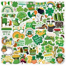 52PCS St Patrick's Day Stickers Colorful Shamrock Kids Party Decorative