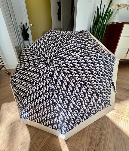 Vintage Christian Dior Oblique Trotter Monogram Folding Umbrella Paris New York
