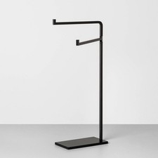 Metal Hand Towel Stand Matte Black - with Magnolia: Compact Bathroom Organizer