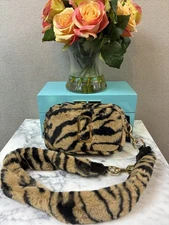 NWT Rare Marc Jacobs Faux Fur Natural Black Tiger Shoulder Bag - Retail $375