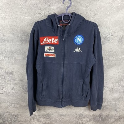 Kappa SSC Napoli Jersey football Sport Mens Zip Hoodie Blue Soccer Size L