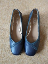 Hotter Size 4.5 Standard Sophia Navy  Low Wedge Comft  Slip On Shoes Worn Once