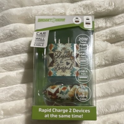 Gadget Gear Dual USB Rapid Charge Wall & Car Charger Set 20W USB-C Cable 3ft