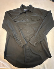 Wrangler Men's Black with Black Pearl Snaps Long Sleeve Shirt Size M