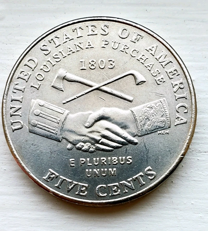 2004 P Jefferson Nickel Louisiana Purchase 2 Errors LI & Wedding Ring On Finger. - Image 3 of 4