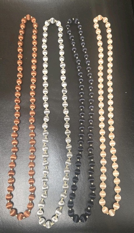 4 Vintage Silk Round Bead Necklace Lot MCM Jewelry