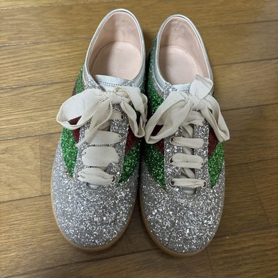Gucci Silver Sparkle Sneakers Gucci Glitter Sneakers Men's (26cm