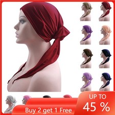 Muslim Women Pre-Tied Hijab Hair Loss Turban Hat Cancer Chemo Cap Head Wrap Arab