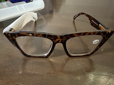 Mare Azzuro Brown & Black Cat Eye Frame Reading Glasses +1.25 NWT