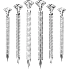 Jeyiour 6 Pcs Big Diamond Pens with Crystal Bling Rhinestone Metal Glitter Di...