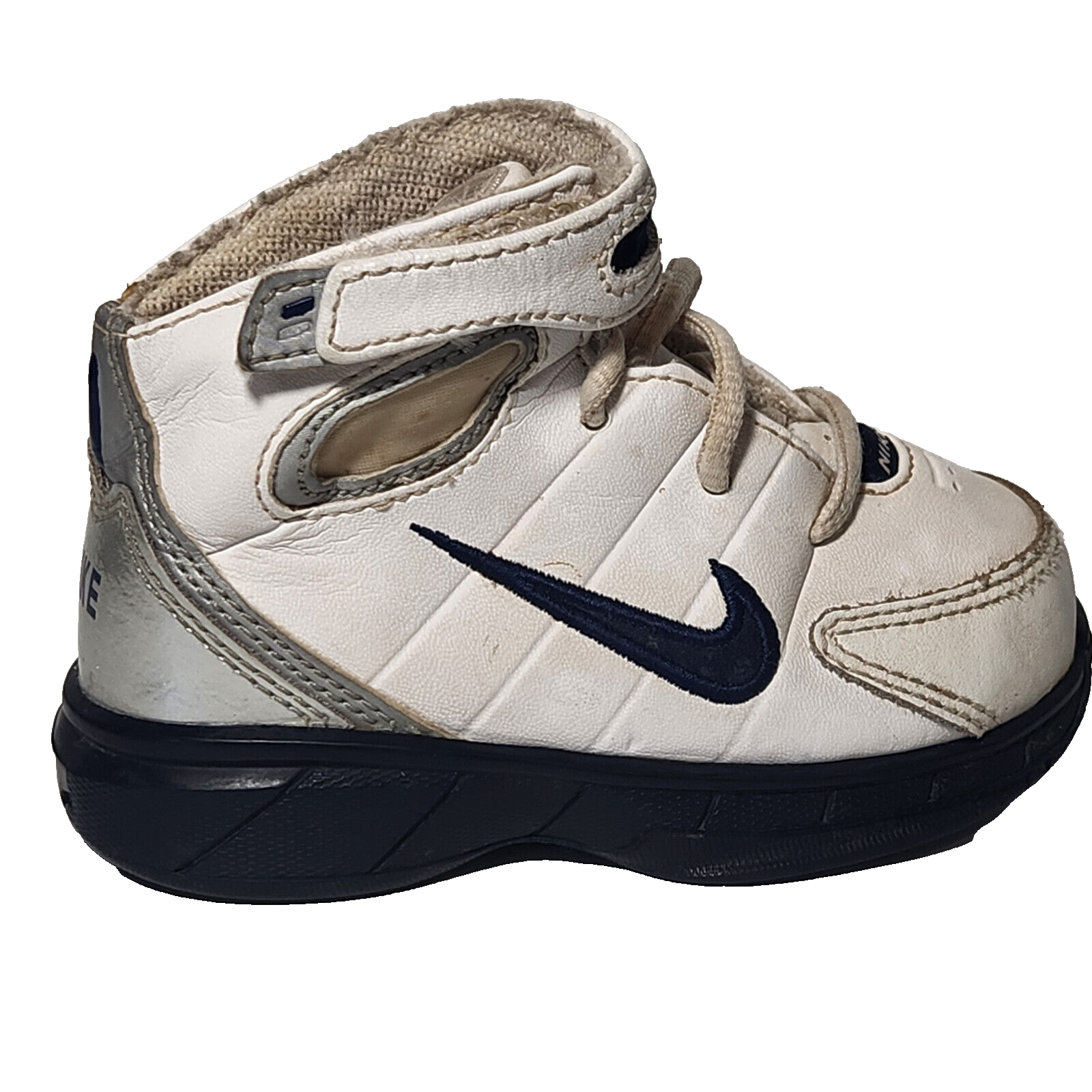 Nike Toddler Size 5C White Metallic Platinum Hook Strap Sneakers-image