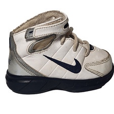 Nike Hightops Toddler Shoes Size 5C Sneakers White Metallic Platinum Hook Strap