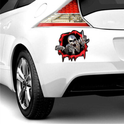 Skull With Middle Fingers Auto Accent Decal Skulls Car Vinyl -  Sweden