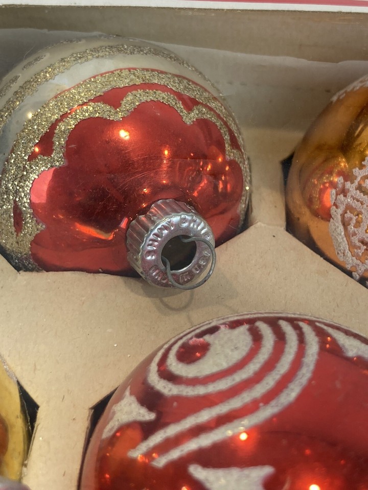 Vintage 10 Glass Christmas Tree Ornaments Made For KMART By Shiny Brite