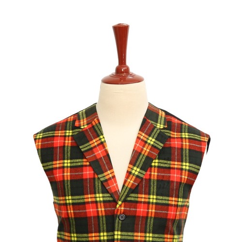 Mens Vest Suit Lapel Plaid Orange Yellow Formal Party Wedding Waistcoat XL 46 - Picture 3 of 9