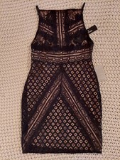 NWT Lulus Wink Wink Square Neck Body Contoured Black Lace Dress Size Medium