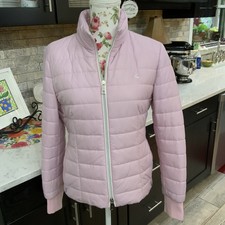 Fay Pink Quilted Puffer Full Zip Jacket Coat Zip Pockets Size Medium