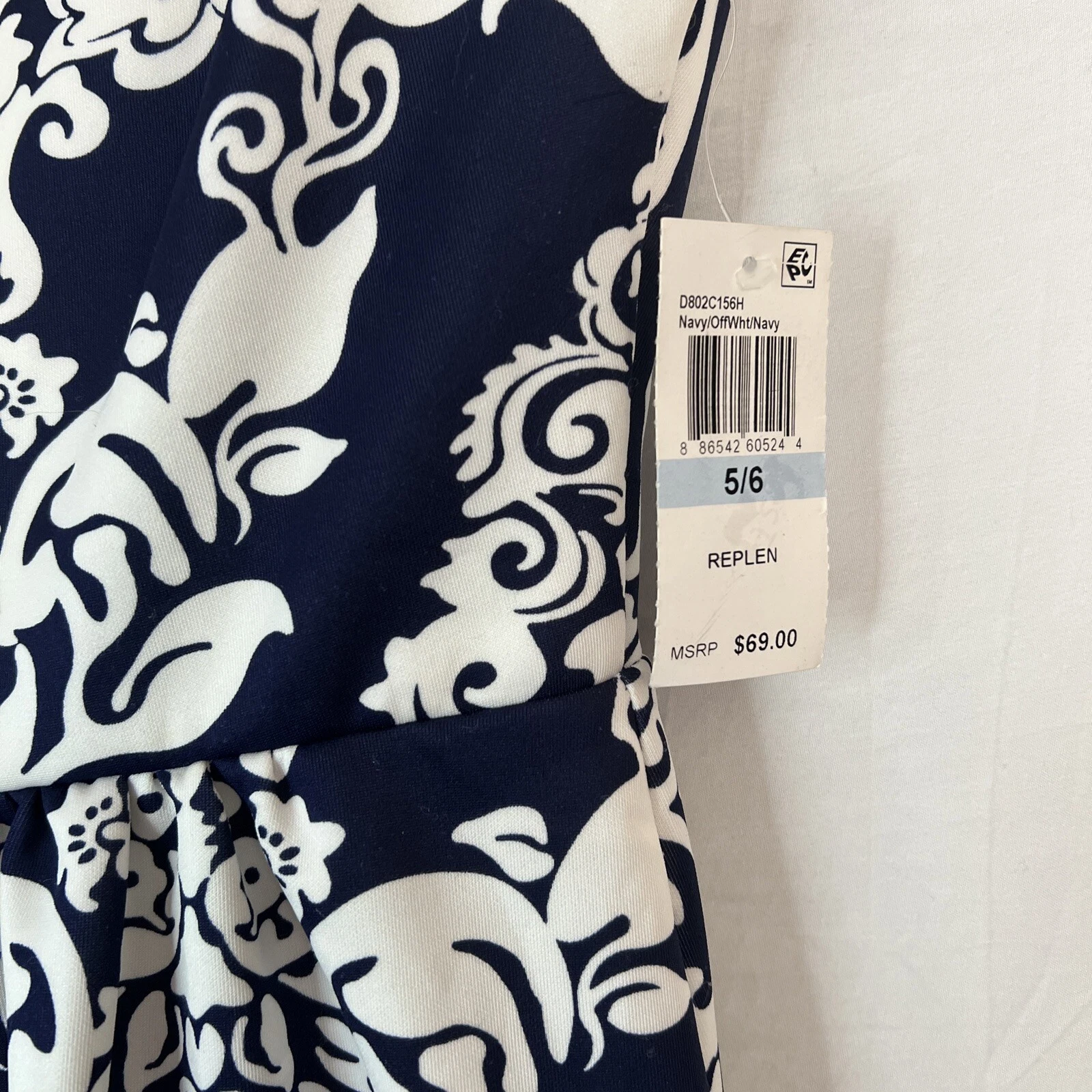 OFF WHITE Abito donna B. Darlin aderente e svasato taglia 5 6 blu e bianco